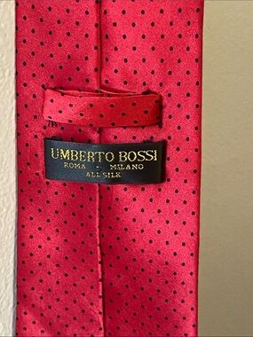 Vintage 1989s Italian silk Red Polka Dot Tie by Umberto Bossi EUC